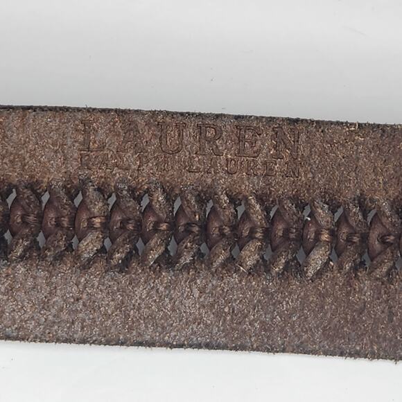 Lauren Ralph Lauren Brown Whipstitch Belt Brass Buckle 42\